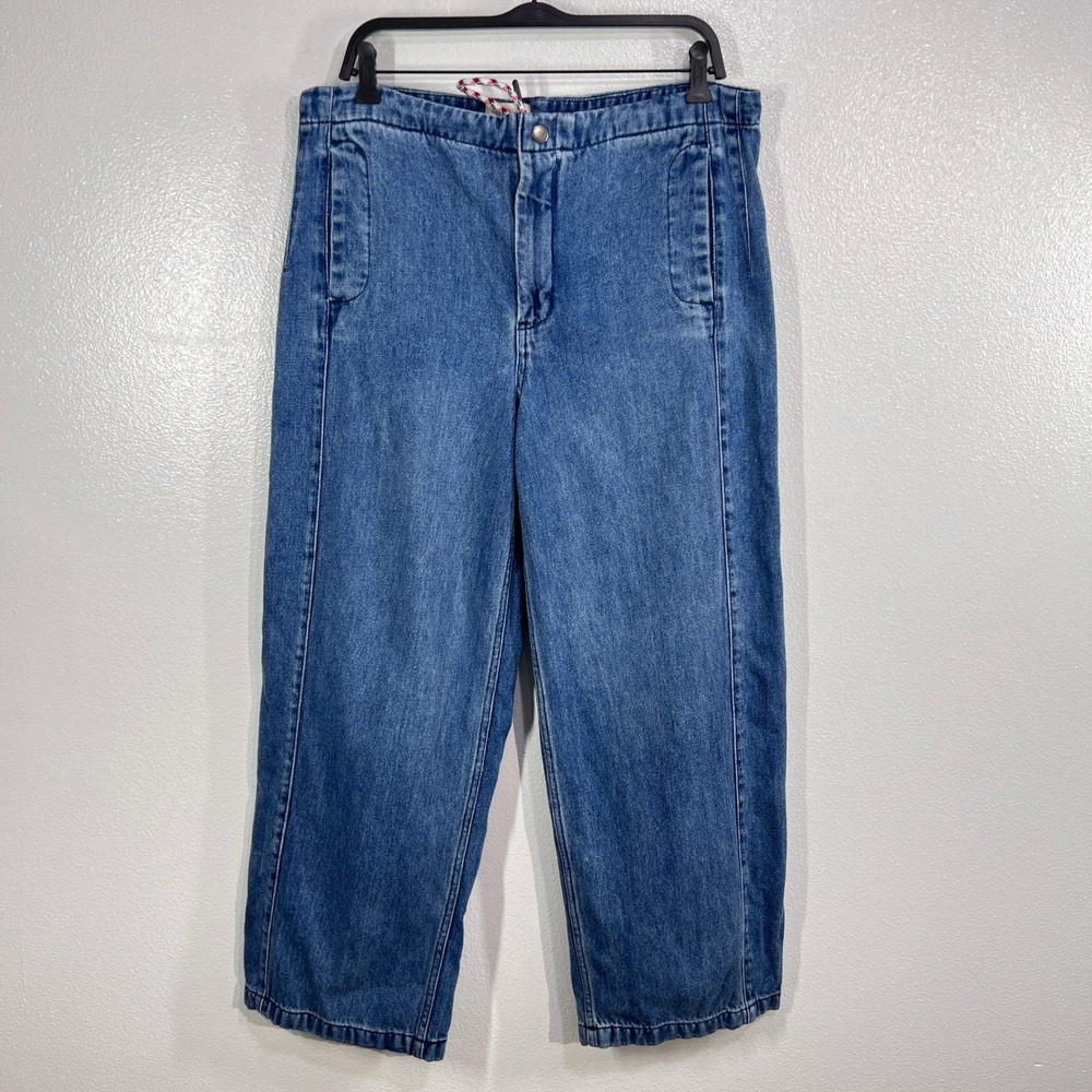Pilcro Wide Leg Crop Jeans in Medium Blue - Picture 2 of 10